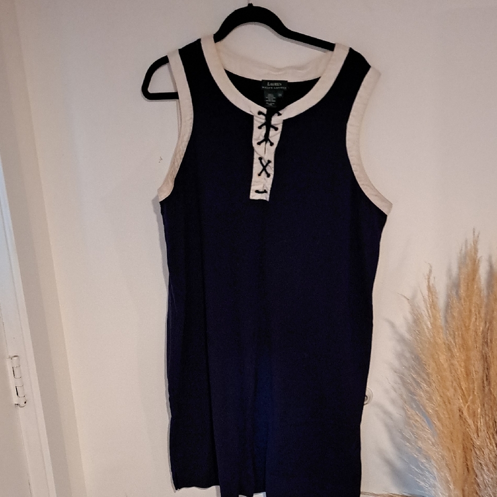 Ralph Lauren Navy and White Dress Size 3X B111